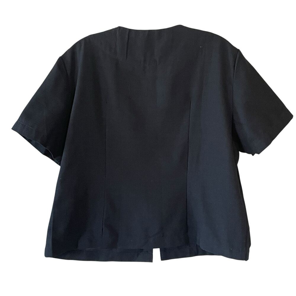EASTERN SERENITY Women's Size XL Black Cotton Elephant Art Boxy Short Sleeve Top - Picture 5 of 8